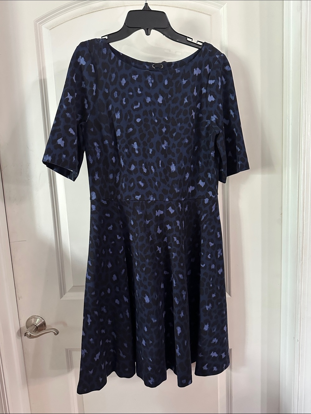 NEW Kate Spade Navy Blue Leopard Print Dress Size M